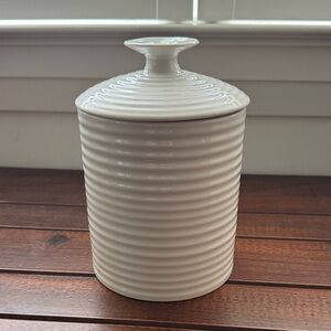 Sophie Conran Portmeirion White Ceramic Ribbed Canister with Lid